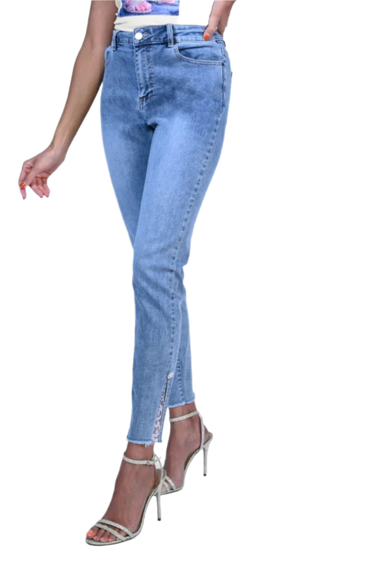 Split-Hem Lace Jeans