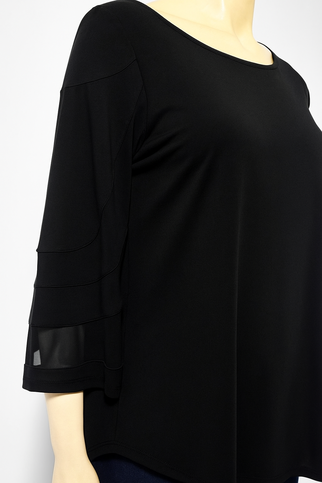 Carré Noir Bell Sleeve Mesh Inserts Top