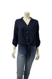 Linen Tie Front Top