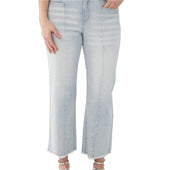 Olivia Crop Frayed Hem Front Back Seams Jeans