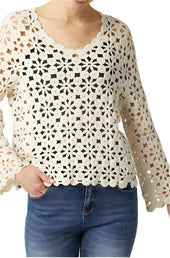Floral Crochet Pullover