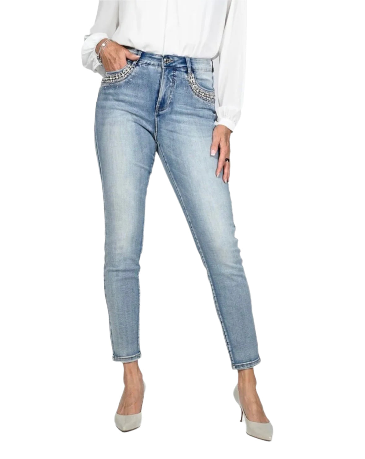 Frank Lyman Embellished Pockets Jeans