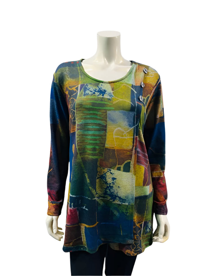 Round Neck Faux Open Tunic