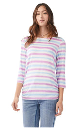 Side Ruched Striped Top