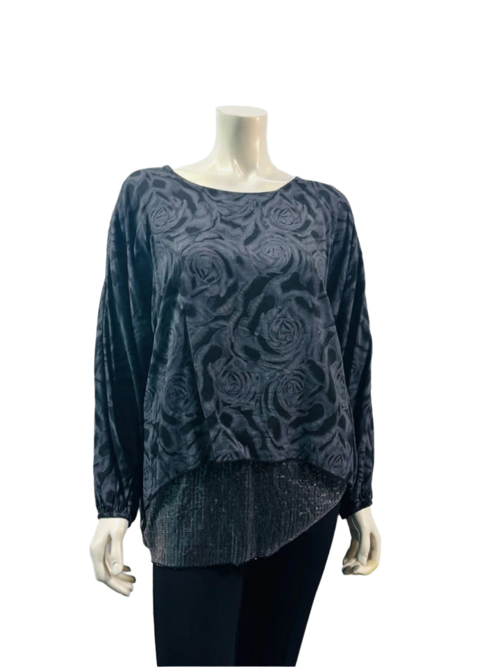 Lillywhites Rose Print W Sequins Tunic