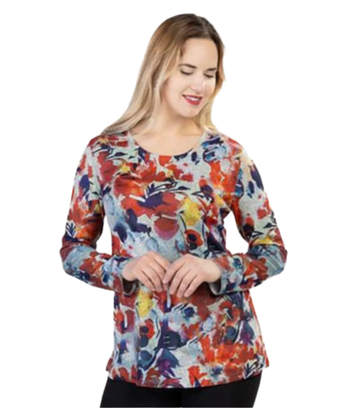 Variations Round Neck Print Top