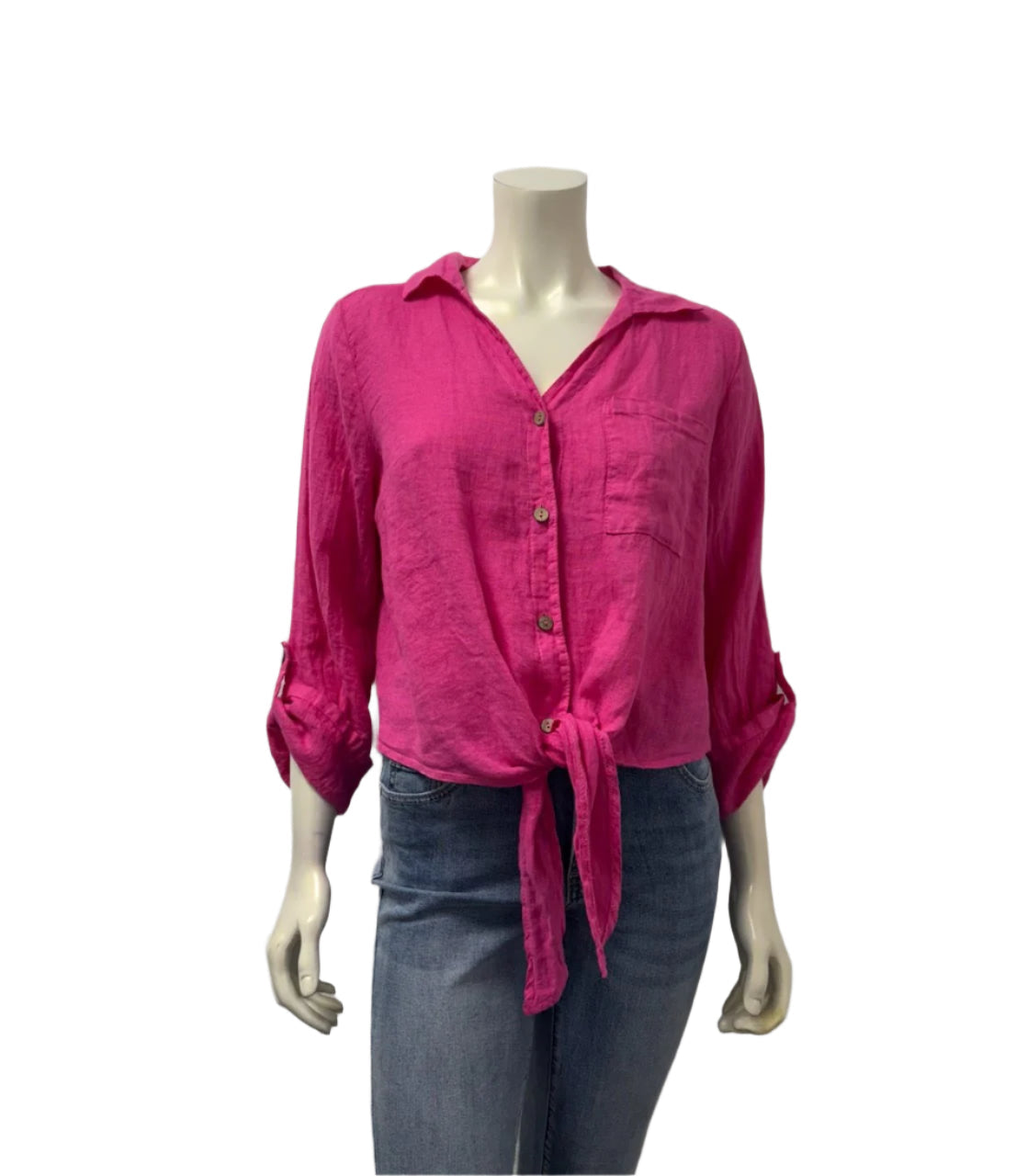 Cherish Linen Tie Front Top