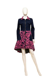 Stretch Denim Zip Print Dress