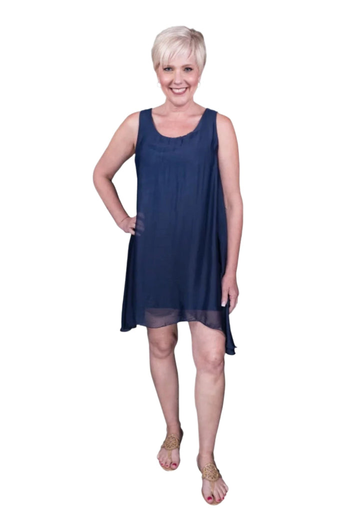 Adelyn Sleeveless Silk A-Line Dress