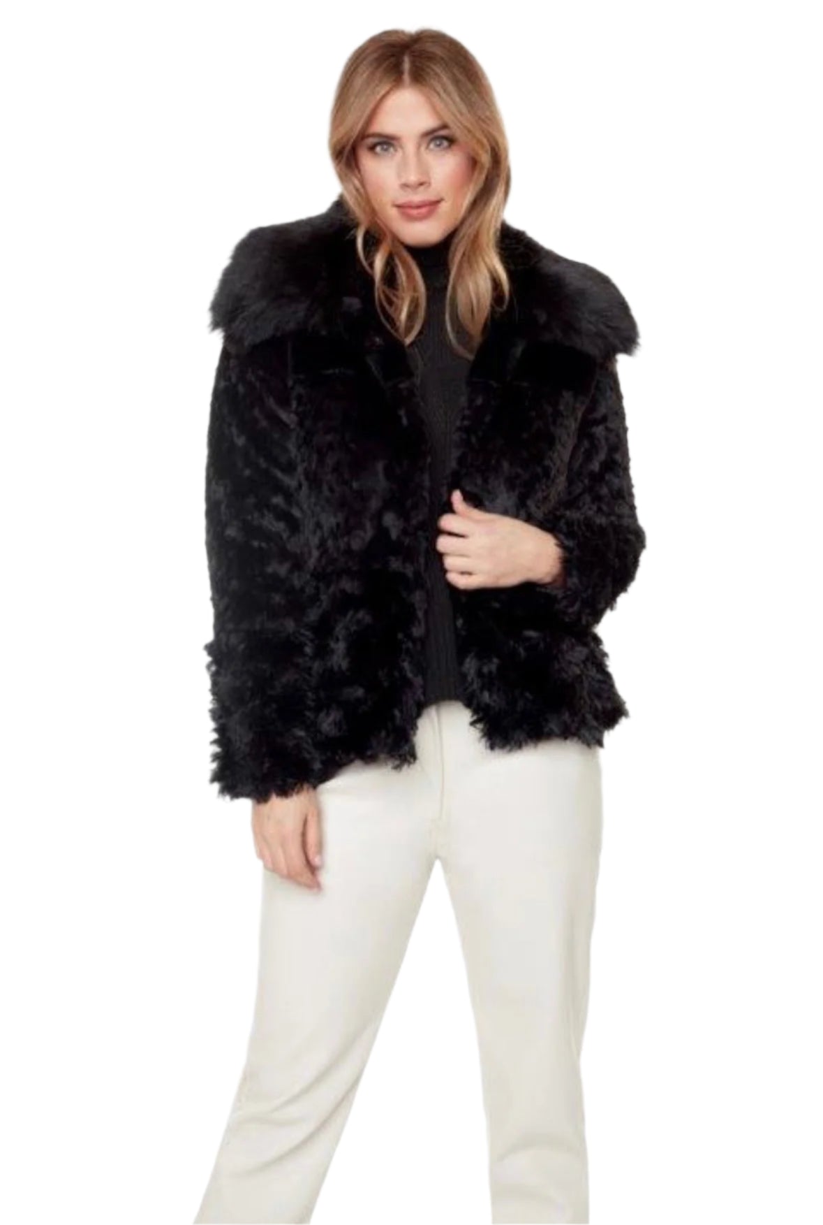 Carré Noir Textured Faux Fur Coat