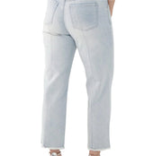 Olivia Crop Frayed Hem Front Back Seams Jeans