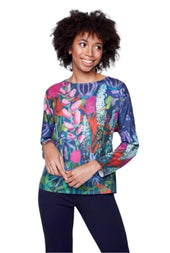 Long Sleeve Crew Floral Print Top