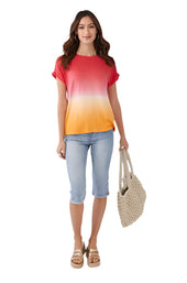 Ombre Dip Dye Boat Neck Top