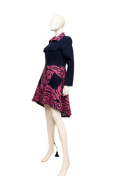 Stretch Denim Zip Print Dress