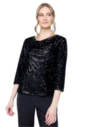 Short Sleeve Sequin Drape Top