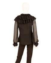 Ruffle Neck Cuff Blouse