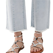 Olivia Crop Frayed Hem Front Back Seams Jeans