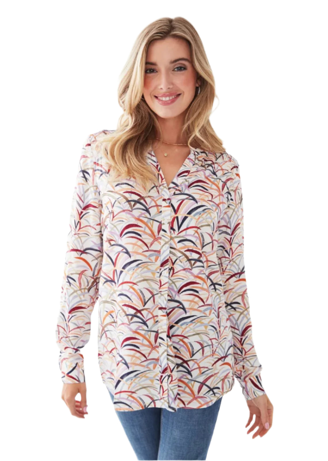 FDJ Roll Up Sleeve Smock Detail Top
