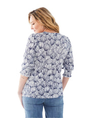 Shell Print Smocked Cuffs Top